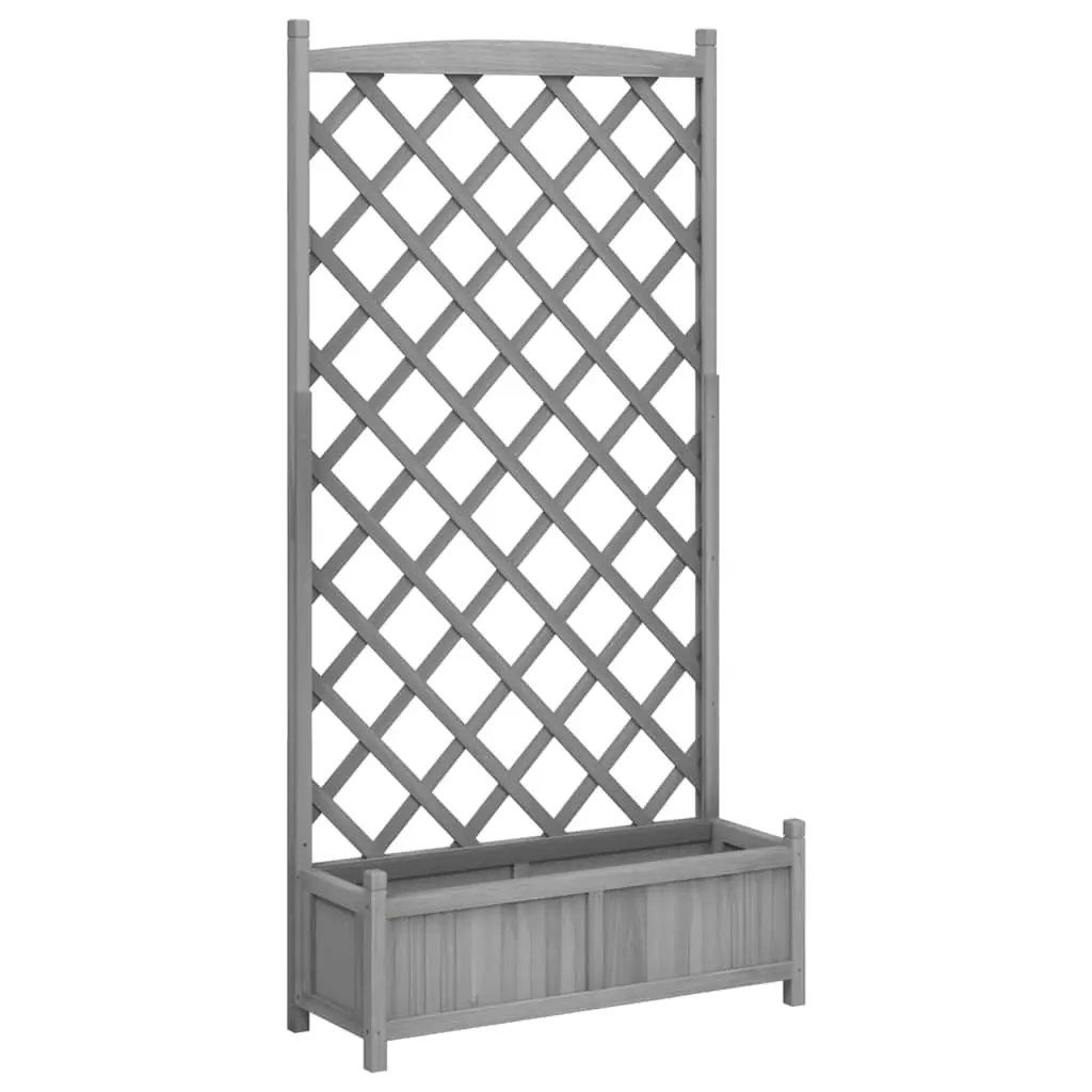 Wooden Planter with Trellis Grey Solid Fir Garden Patio Outdoor Climbing Plants