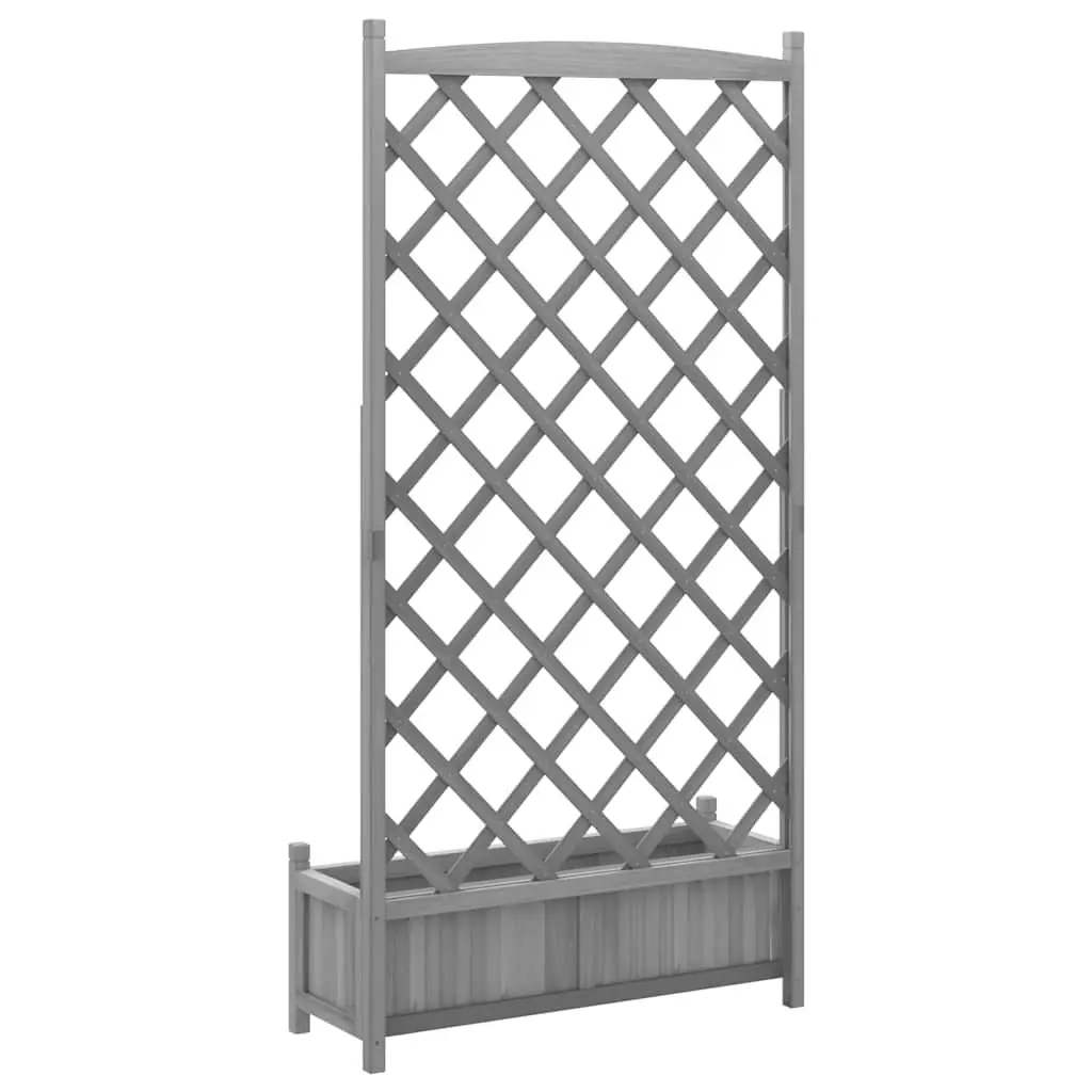 Wooden Planter with Trellis Grey Solid Fir Garden Patio Outdoor Climbing Plants