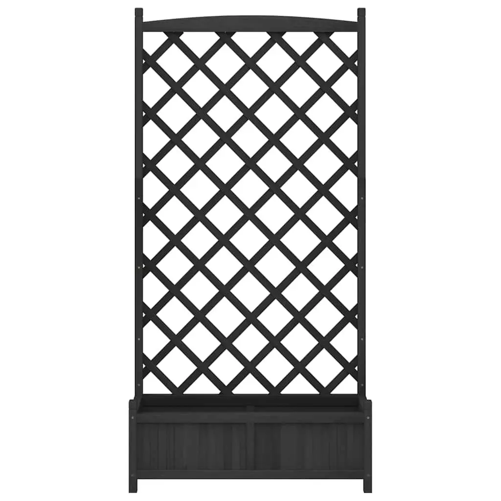 Wooden Planter with Trellis Black Solid Fir Garden Climbing Plants Support Patio