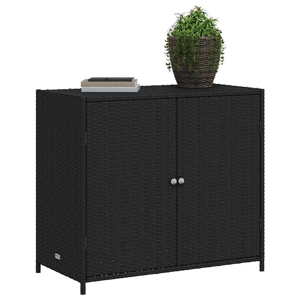 Outdoor Poly Rattan Storage Cabinet for Garden 83x45x76cm Black Organiser Box