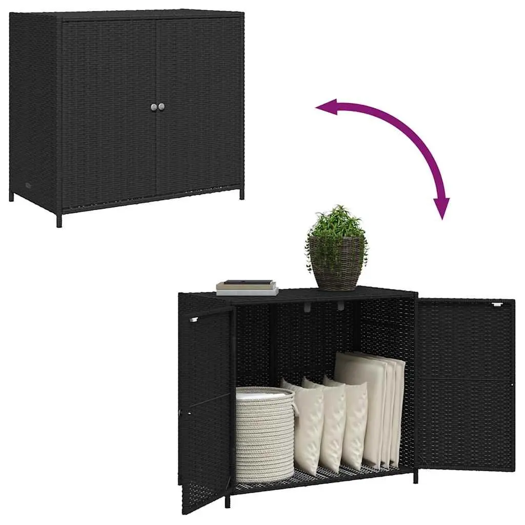 Outdoor Poly Rattan Storage Cabinet for Garden 83x45x76cm Black Organiser Box