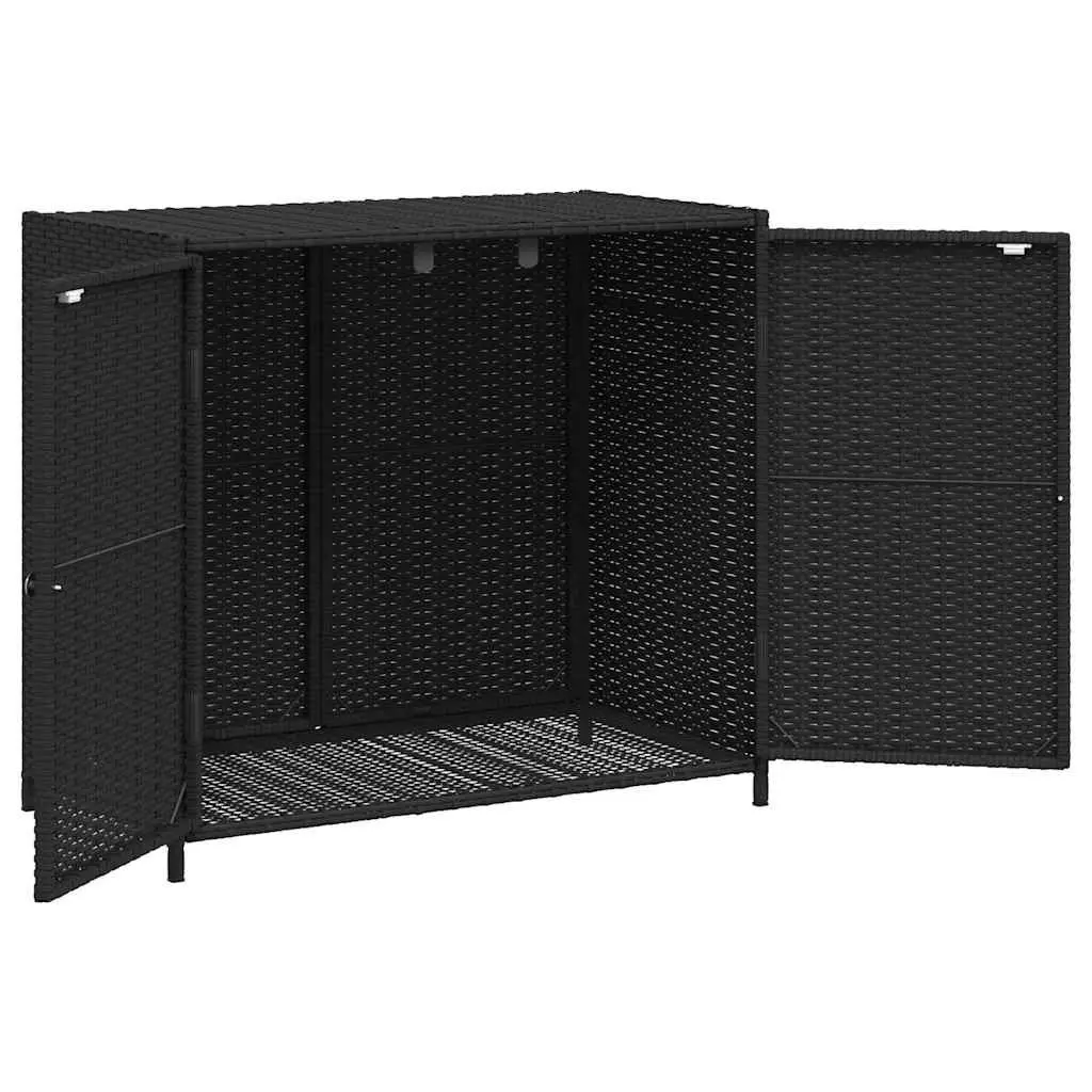 Outdoor Poly Rattan Storage Cabinet for Garden 83x45x76cm Black Organiser Box