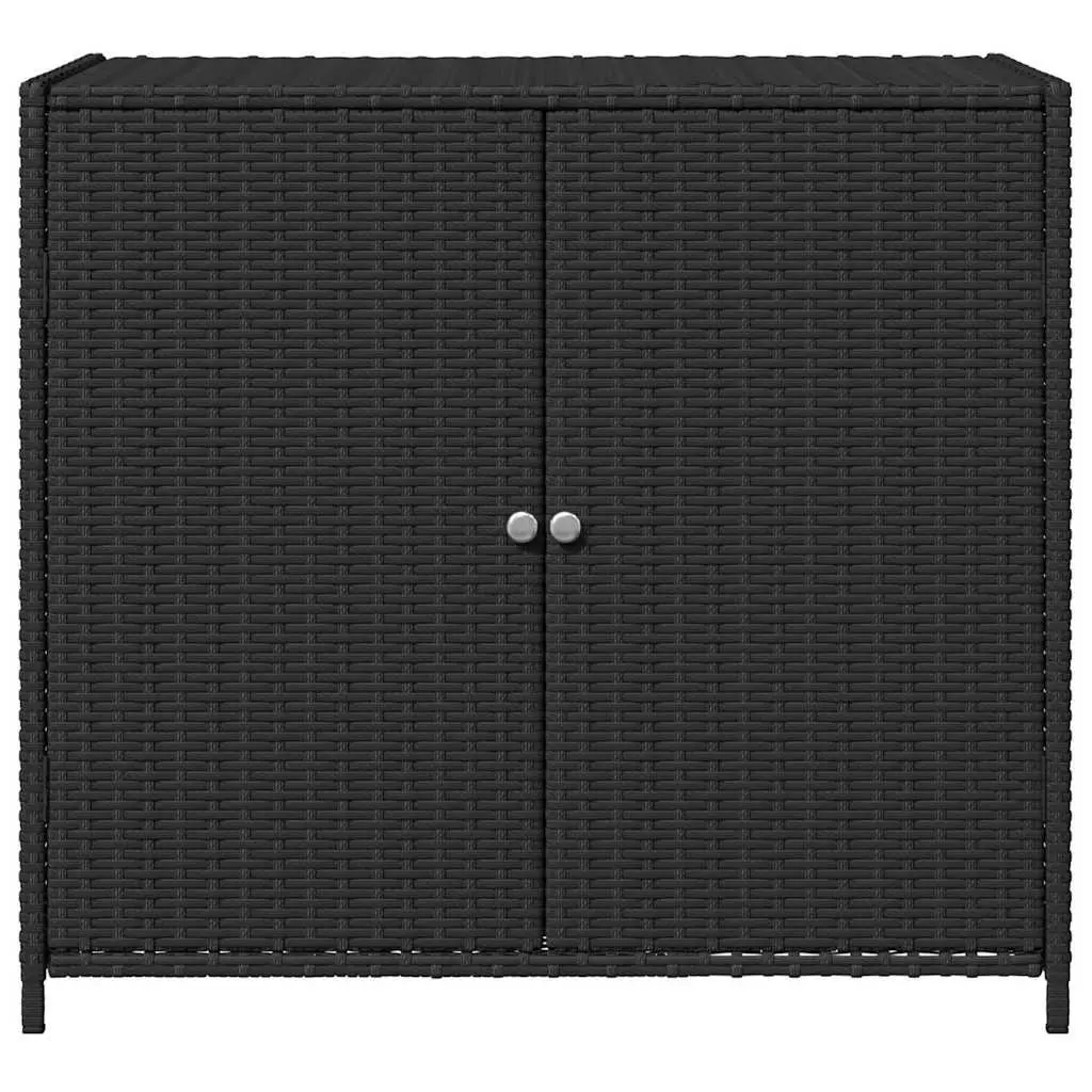 Outdoor Poly Rattan Storage Cabinet for Garden 83x45x76cm Black Organiser Box