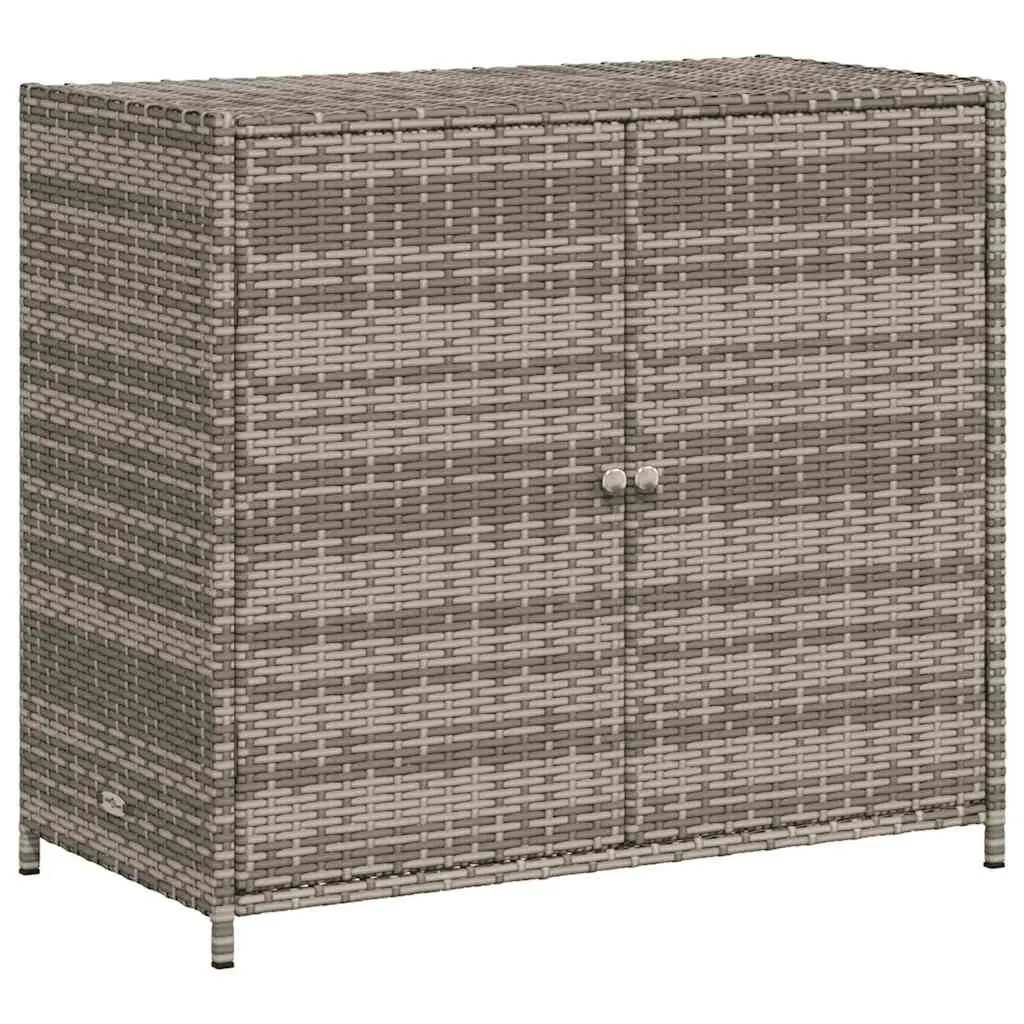 Garden Storage Cabinet Grey Poly Rattan Outdoor Furniture Tool Box Organiser