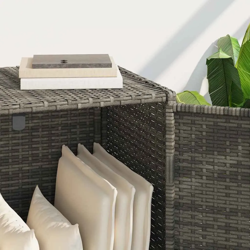 Garden Storage Cabinet Grey Poly Rattan Outdoor Furniture Tool Box Organiser