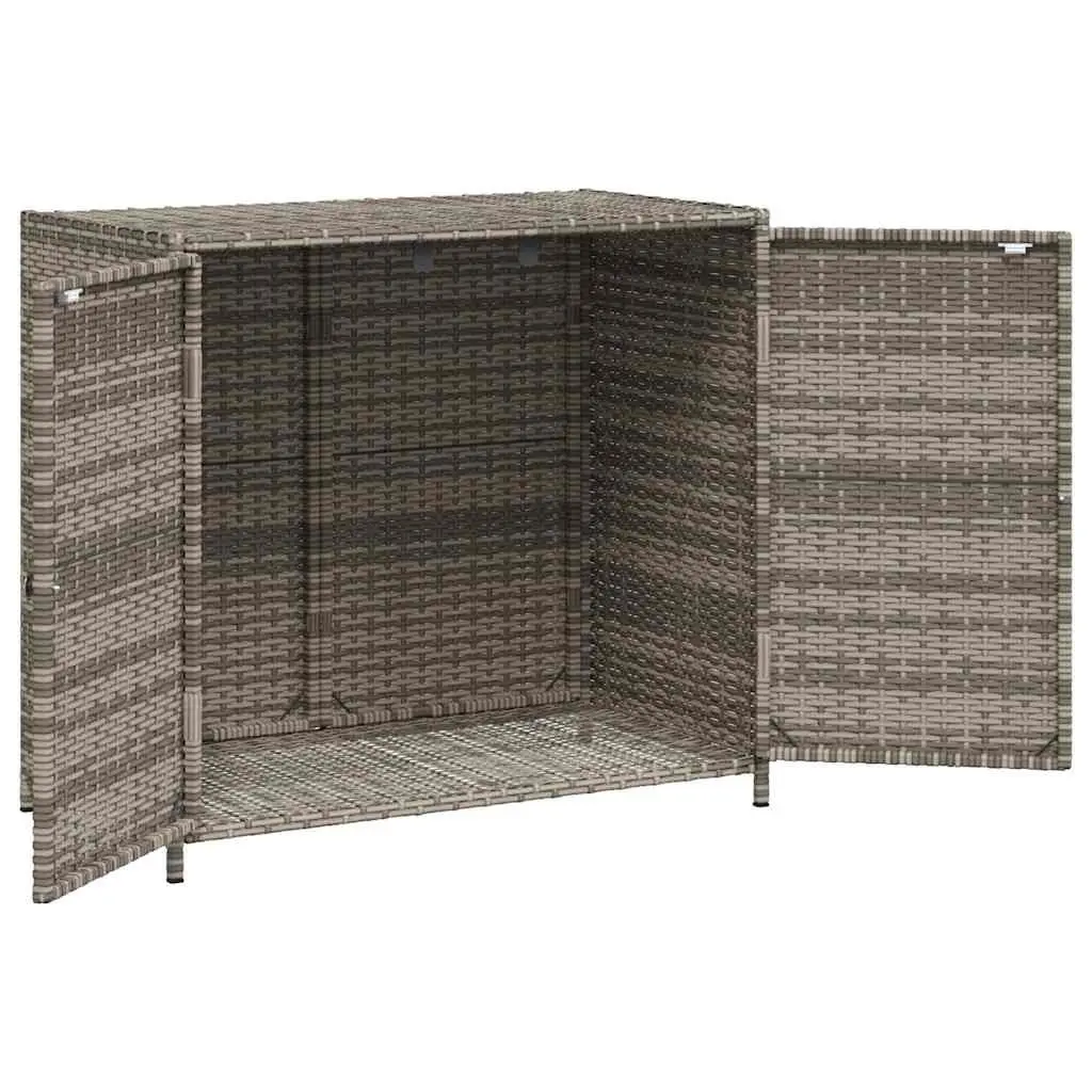 Garden Storage Cabinet Grey Poly Rattan Outdoor Furniture Tool Box Organiser
