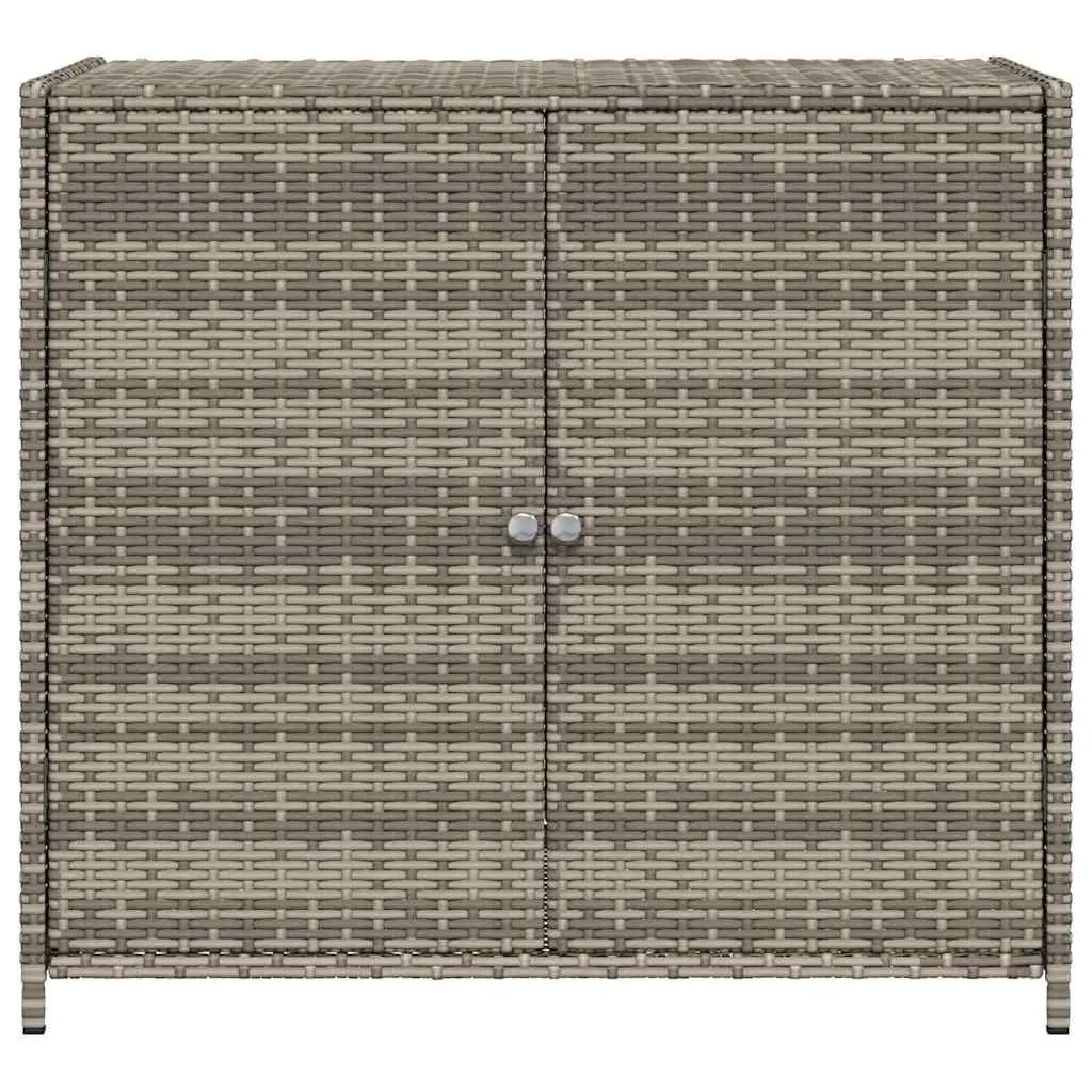 Garden Storage Cabinet Grey Poly Rattan Outdoor Furniture Tool Box Organiser