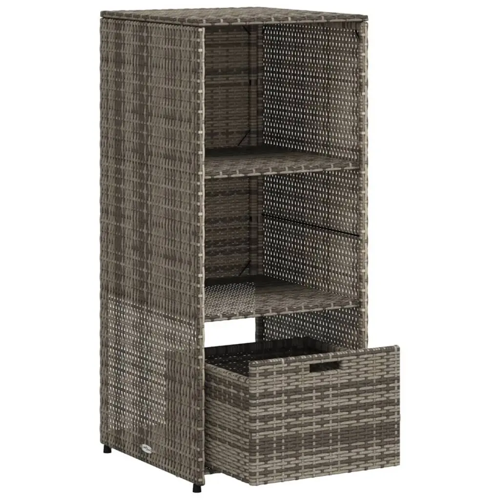 Garden Storage Cabinet Outdoor Use Grey Poly Rattan 50x55x115cm