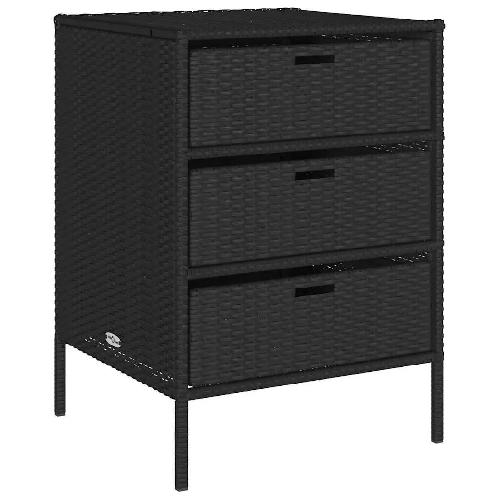 Outdoor Storage Cabinet Poly Rattan 3 Drawer Black 55x59x80cm