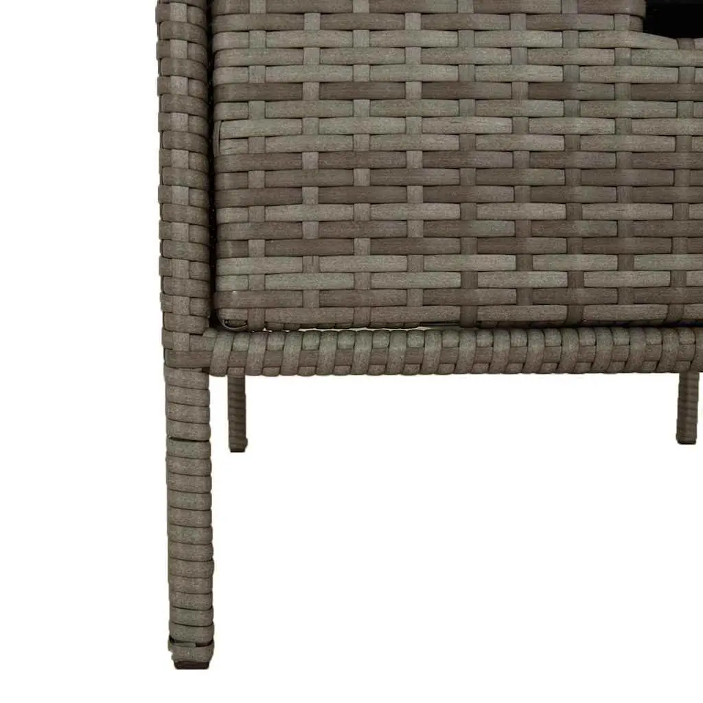 Garden Storage Cabinet Outdoor 3 Drawer Grey Poly Rattan