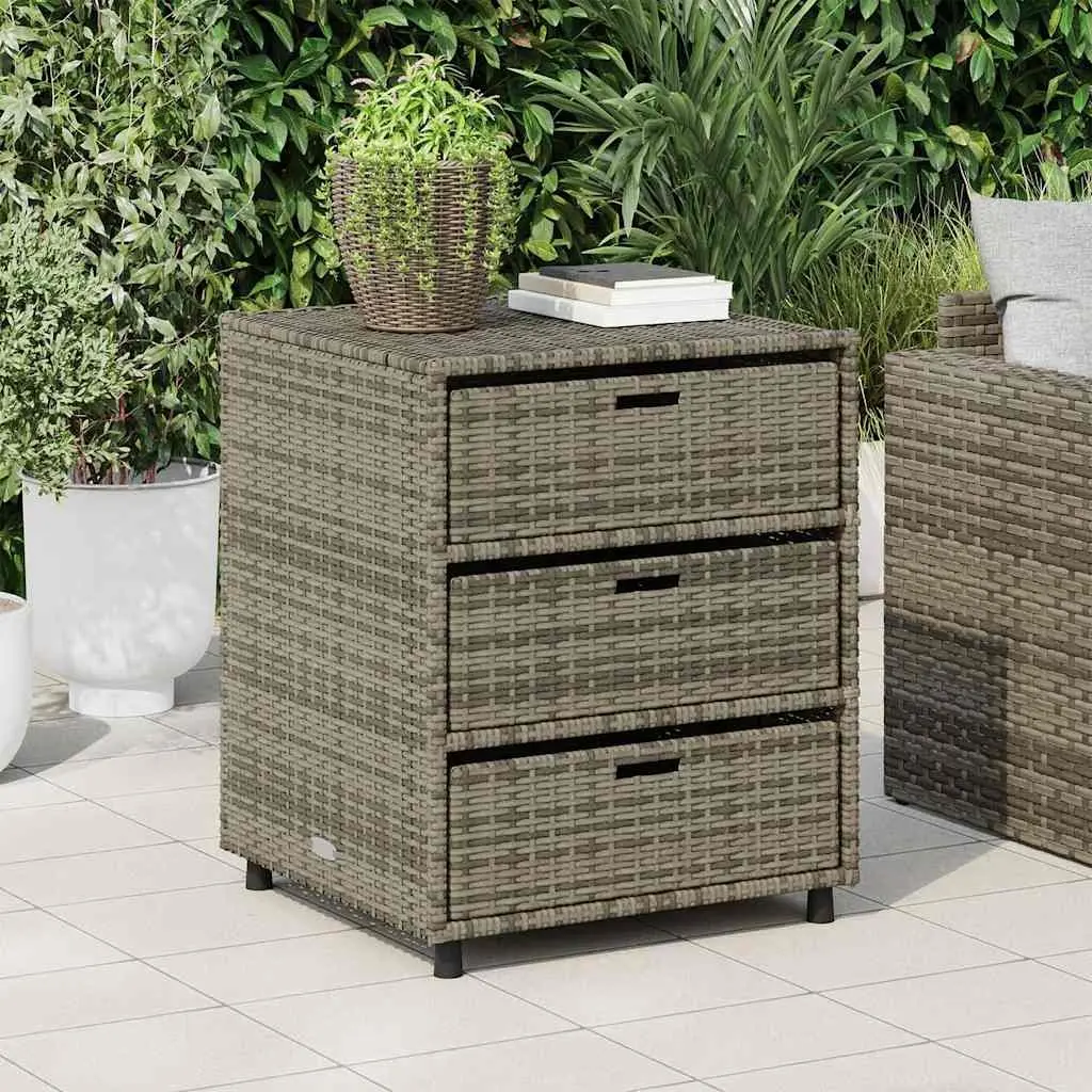 Garden Storage Cabinet Outdoor Grey 3 Drawers