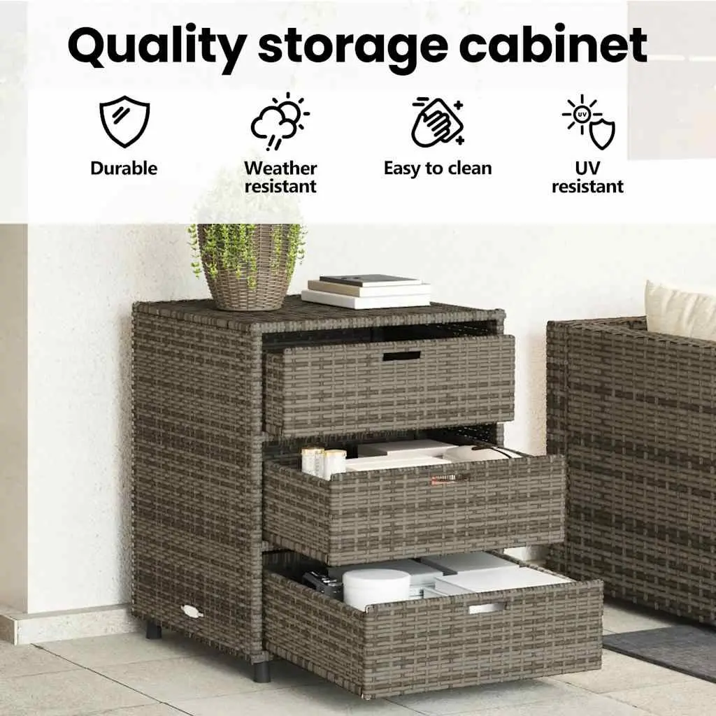 Garden Storage Cabinet Outdoor Grey 3 Drawers