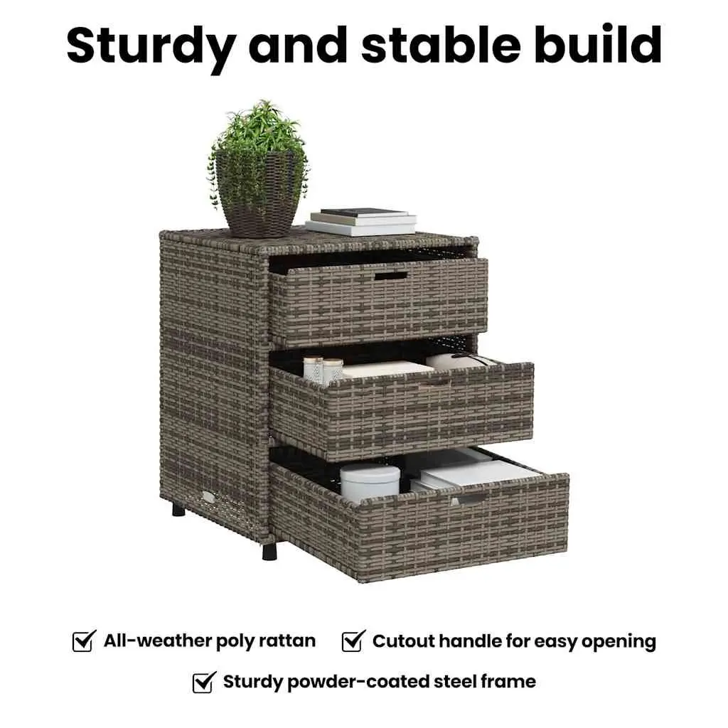 Garden Storage Cabinet Outdoor Grey 3 Drawers