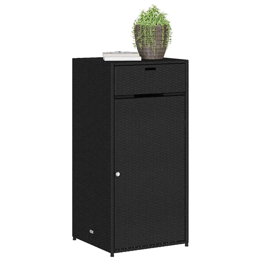 Garden Storage Cabinet Black Outdoor Poly Rattan Furniture Weatherproof
