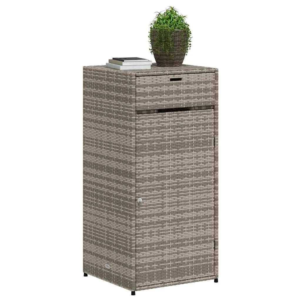 Garden Storage Cabinet Outdoor Grey PE Rattan 55 x 55 x 111 cm