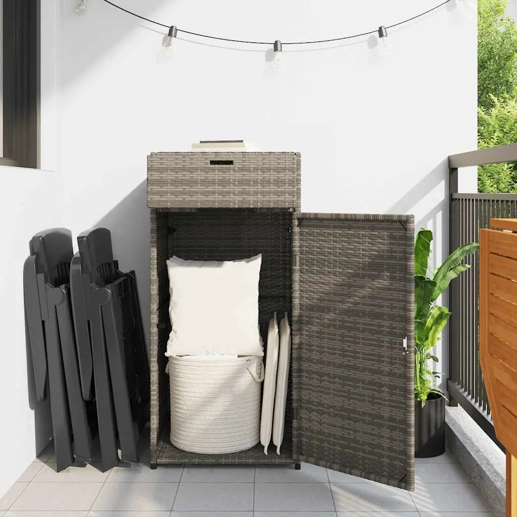 Garden Storage Cabinet Outdoor Grey PE Rattan 55 x 55 x 111 cm