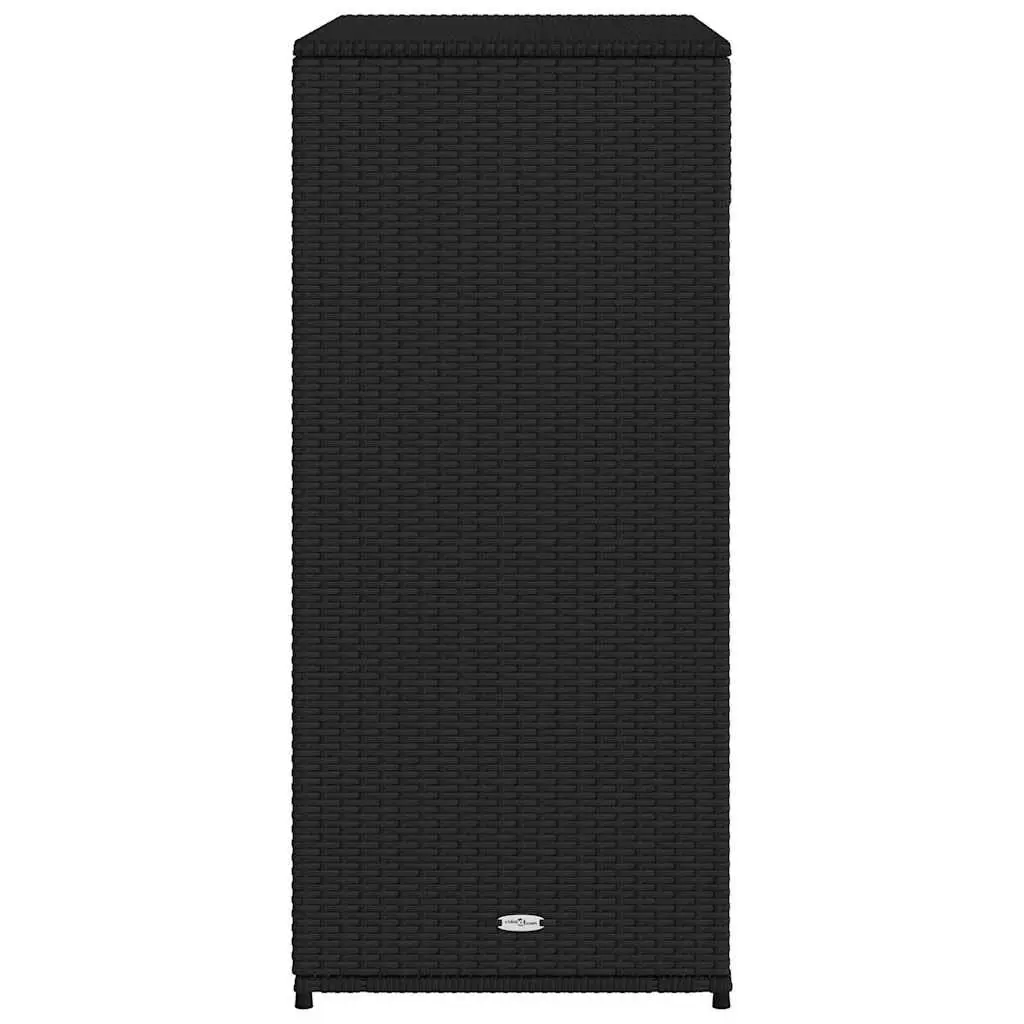 Outdoor Garden Storage Cabinet Poly Rattan Black for Cushions Tools and Supplies 105x55x113cm