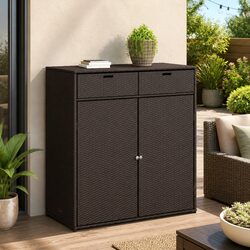 Garden Storage Cabinet Specifications: Brown Rattan Design