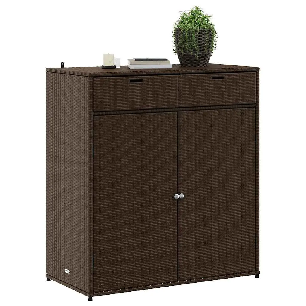 Garden Storage Cabinet Brown Outdoor Furniture Rattan Cupboard Patio Organiser