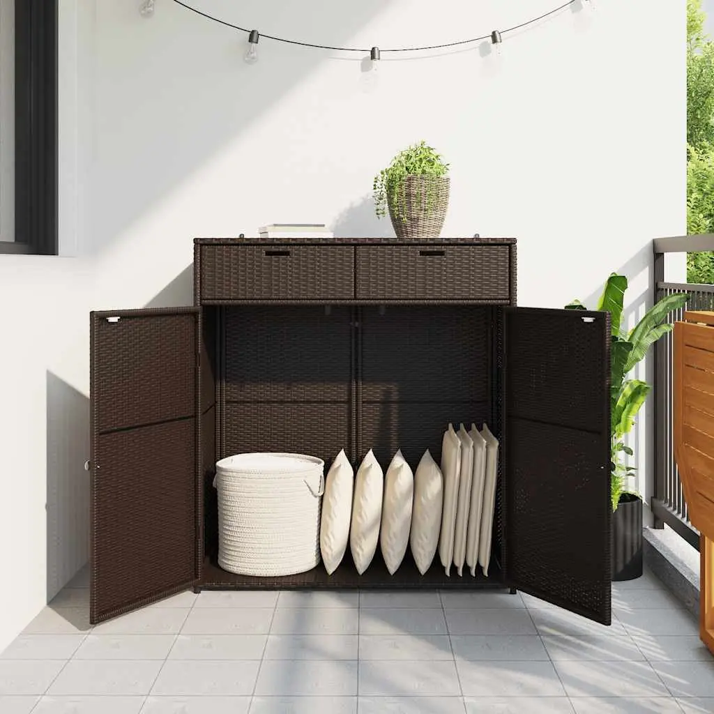 Garden Storage Cabinet Brown Outdoor Furniture Rattan Cupboard Patio Organiser