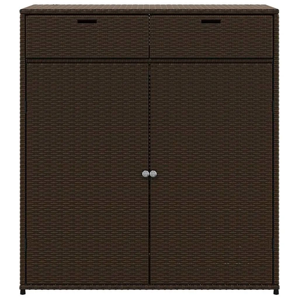 Garden Storage Cabinet Brown Outdoor Furniture Rattan Cupboard Patio Organiser