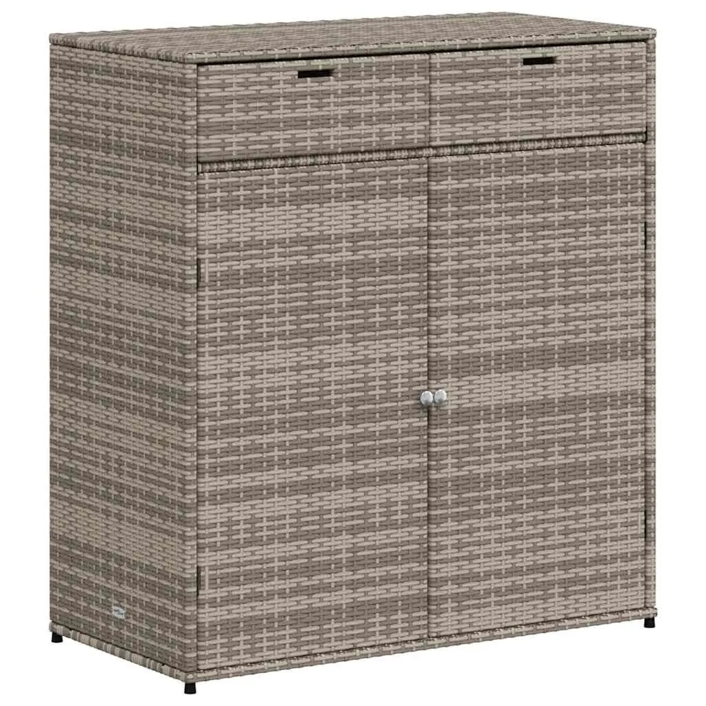 Garden Storage Cabinet Outdoor Poly Rattan Grey 105x55x113cm with Doors