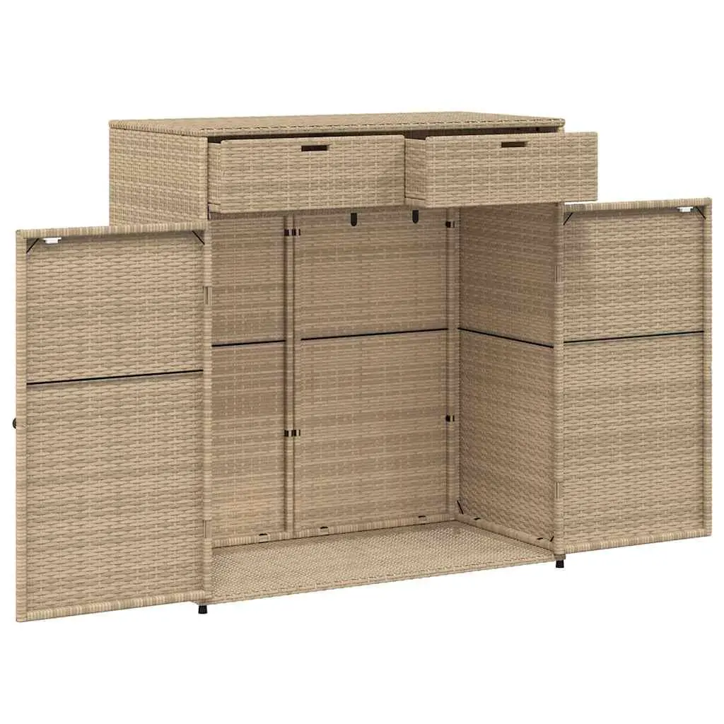 Garden Storage Cabinet Outdoor Poly Rattan Grey 105x55x113cm with Doors