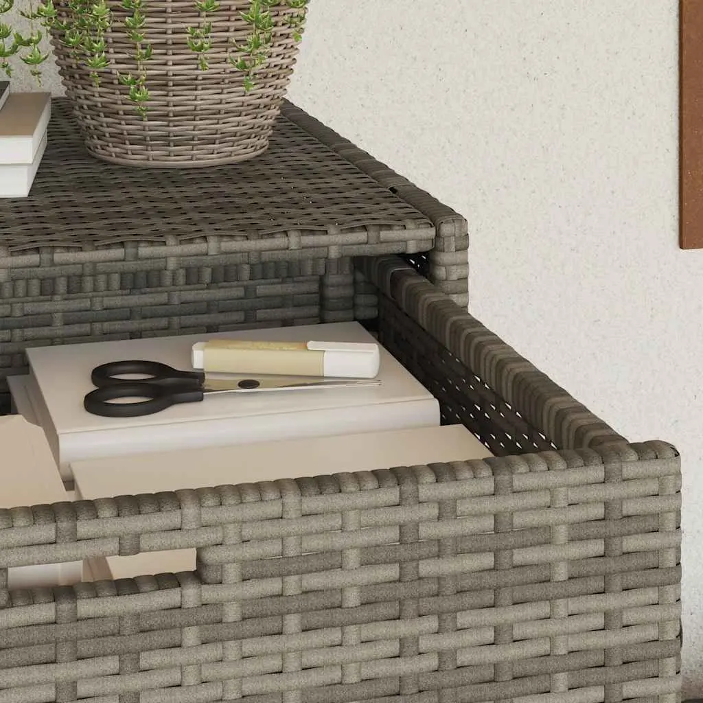 Garden Storage Cabinet Outdoor Poly Rattan Grey 105x55x113cm with Doors
