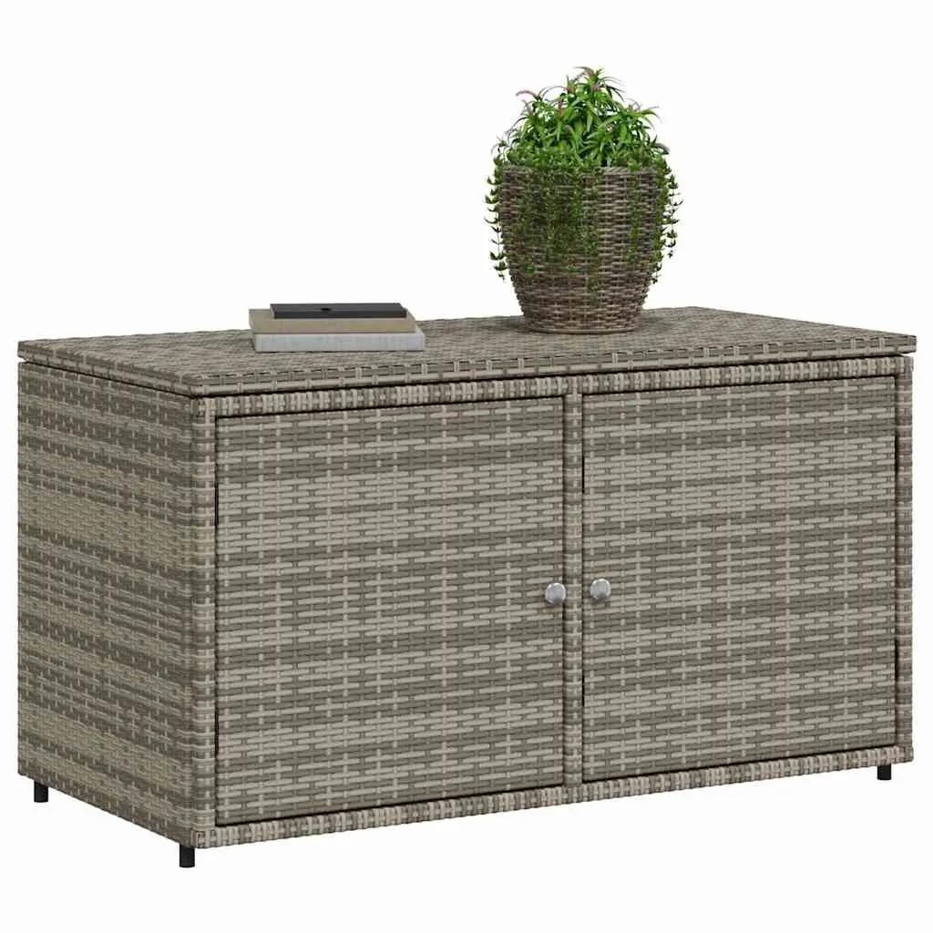 Garden Storage Cabinet Outdoor Grey Poly Rattan Furniture 110 x 55 x 60.5 cm
