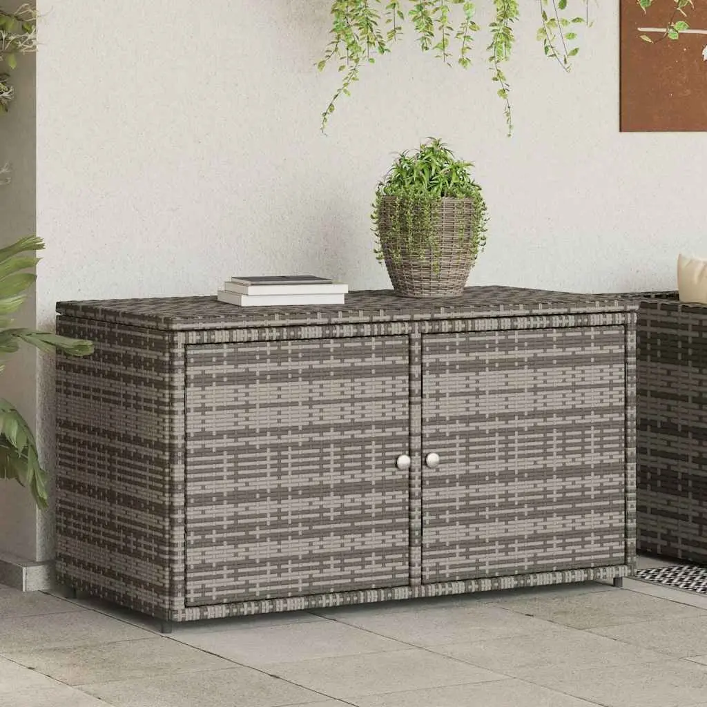 Garden Storage Cabinet Outdoor Grey Poly Rattan Furniture 110 x 55 x 60.5 cm