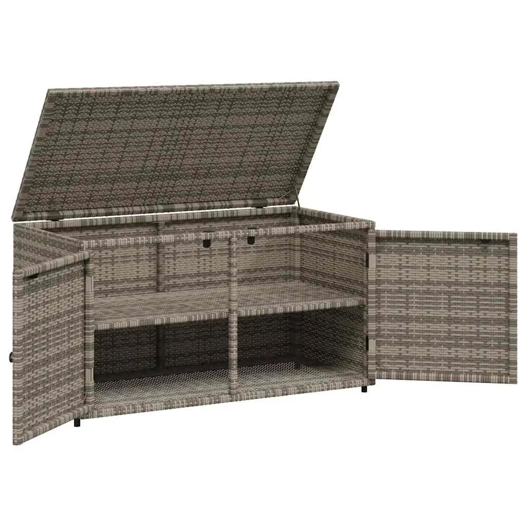 Garden Storage Cabinet Outdoor Grey Poly Rattan Furniture 110 x 55 x 60.5 cm