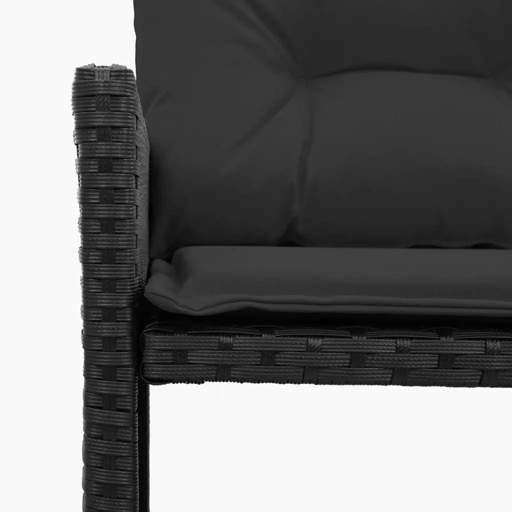L-Shaped Garden Sofa Set with Table and Cushions Black Poly Rattan Outdoor