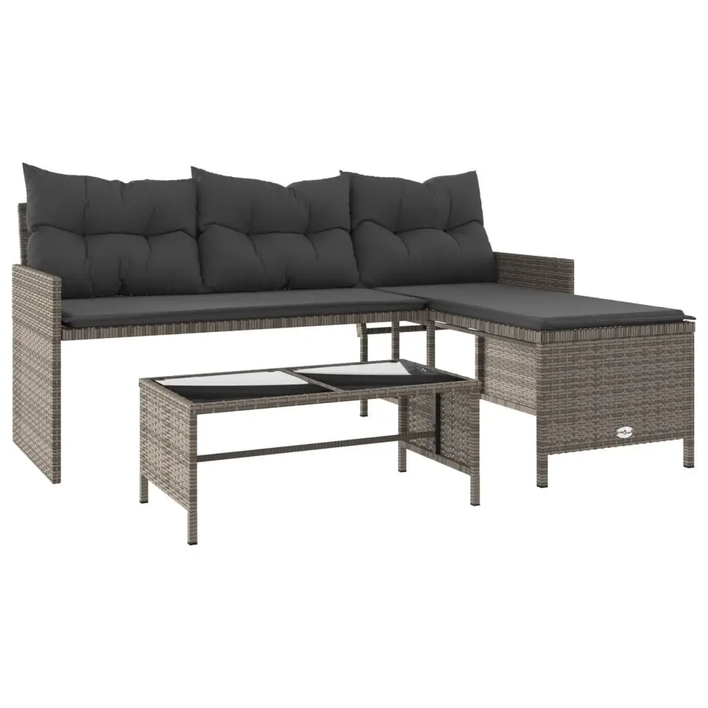 Grey L-Shaped Garden Sofa with Table