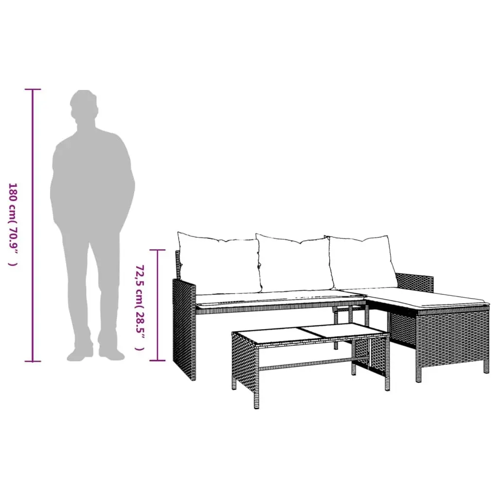Grey L-Shaped Garden Sofa with Table