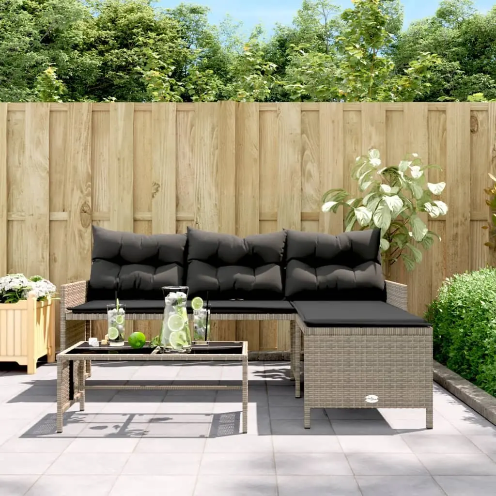 Grey L-Shaped Garden Sofa with Table