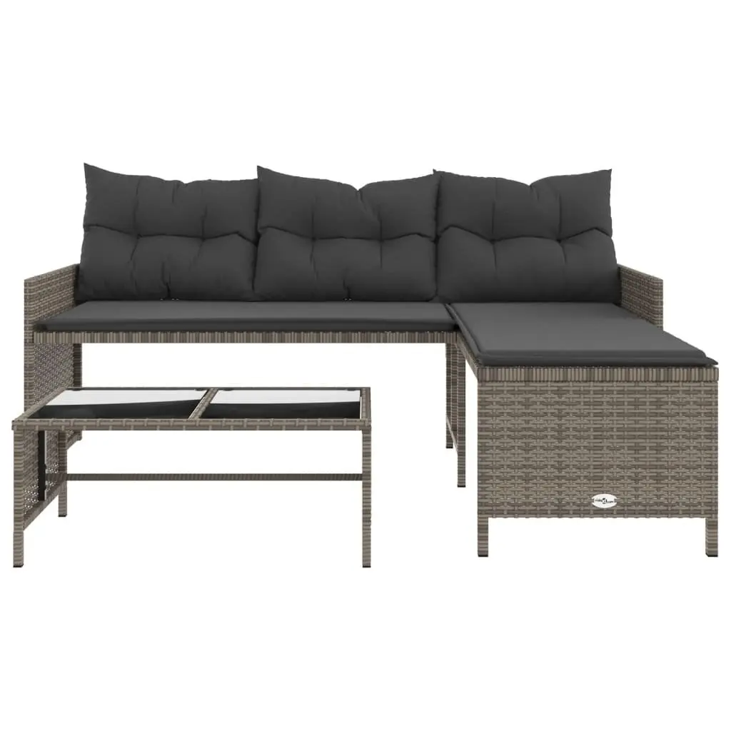 Grey L-Shaped Garden Sofa with Table
