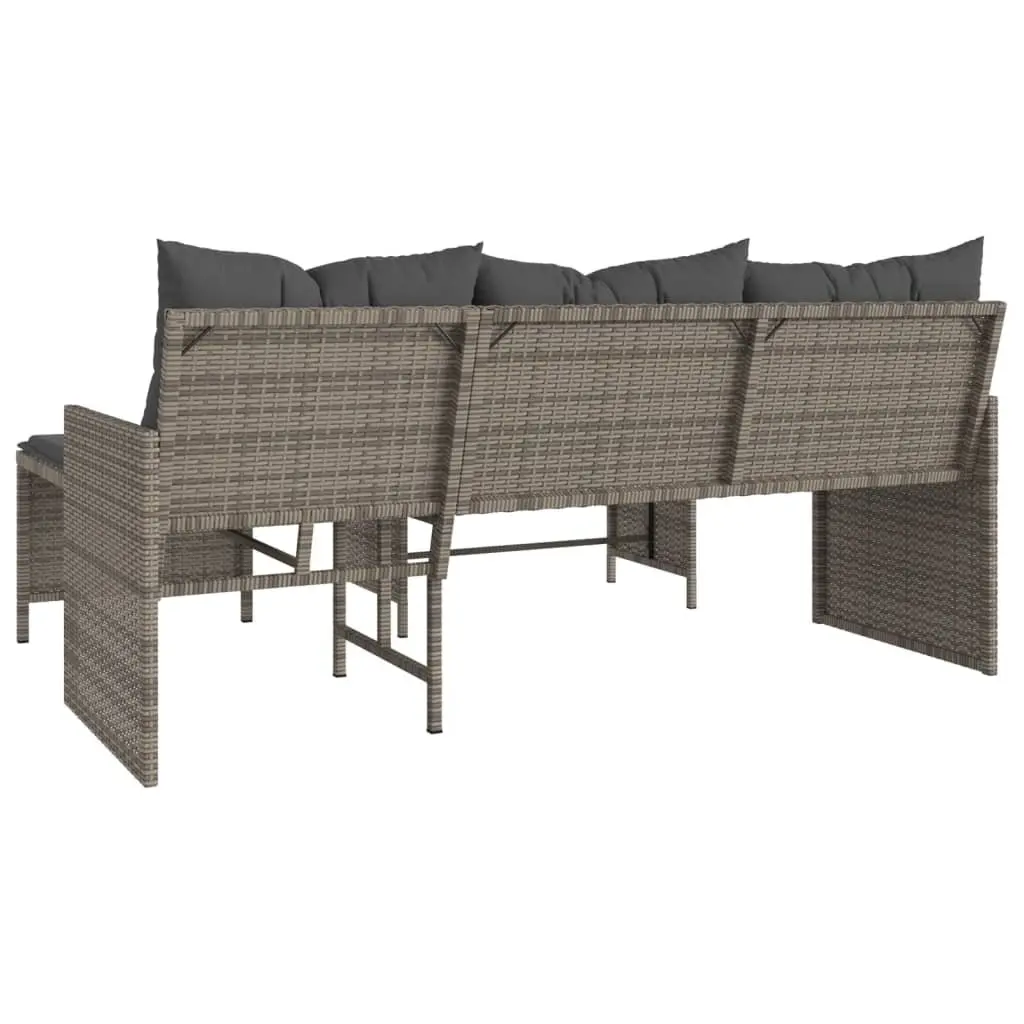 Grey L-Shaped Garden Sofa with Table