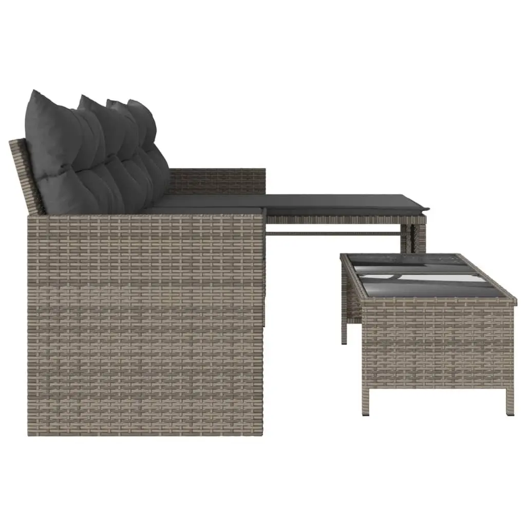 Grey L-Shaped Garden Sofa with Table