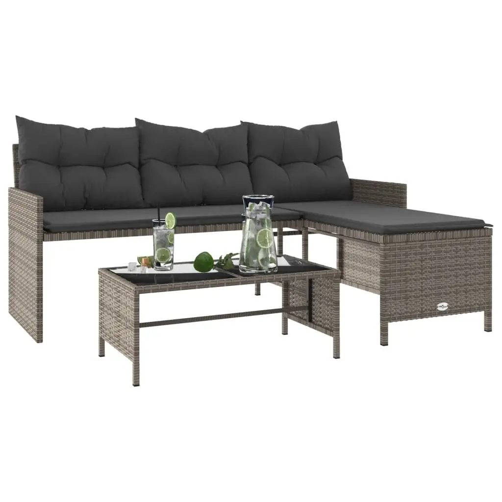Grey L-Shaped Garden Sofa with Table