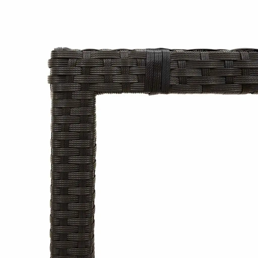Garden Table Glass Top Black Outdoor Patio Furniture Poly Rattan Frame