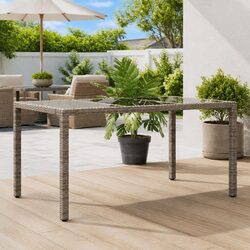 Garden Table Dimensions: 150x90x75cm, Grey Glass Top
