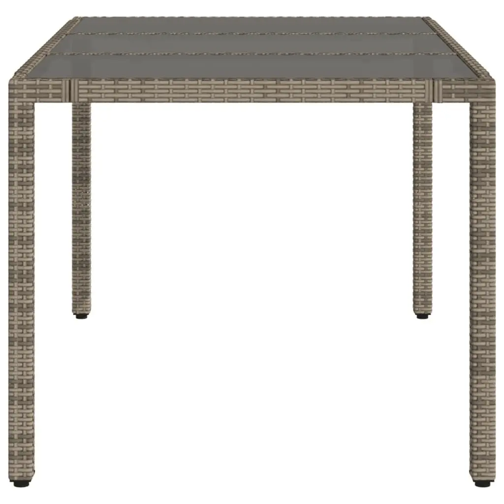 Garden Table Outdoor Patio 150x90x75cm Grey Poly Rattan Glass Top
