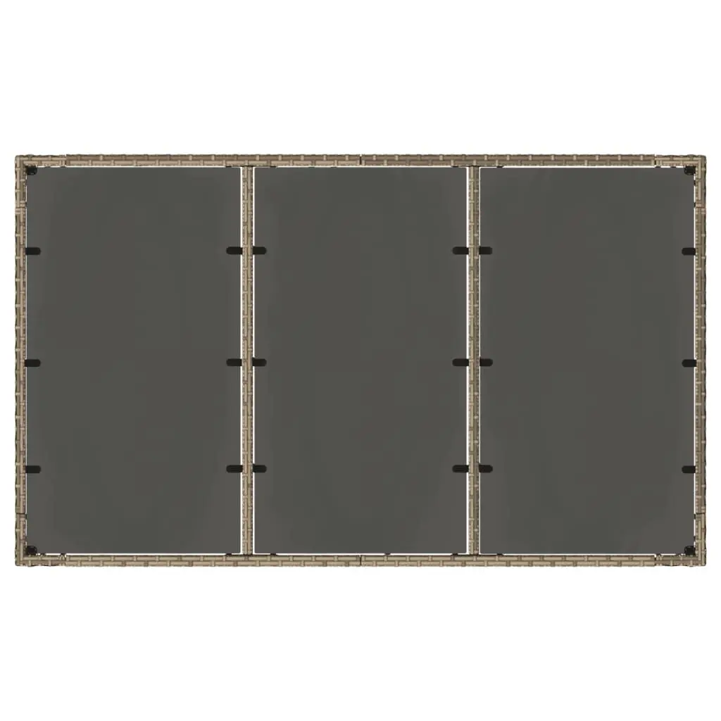 Garden Table Outdoor Patio 150x90x75cm Grey Poly Rattan Glass Top
