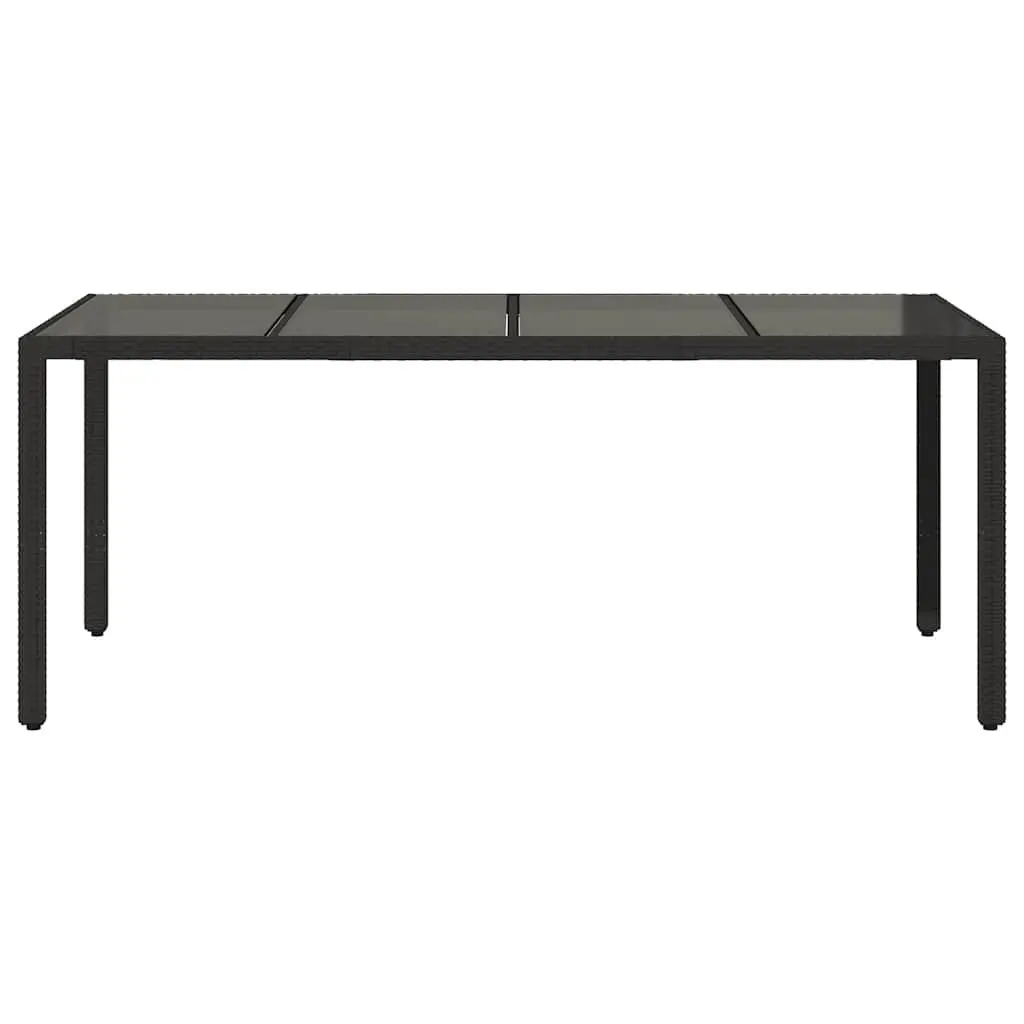 Garden Table for Outdoor Use Black Tempered Glass Top 190 x 90 x 75 cm
