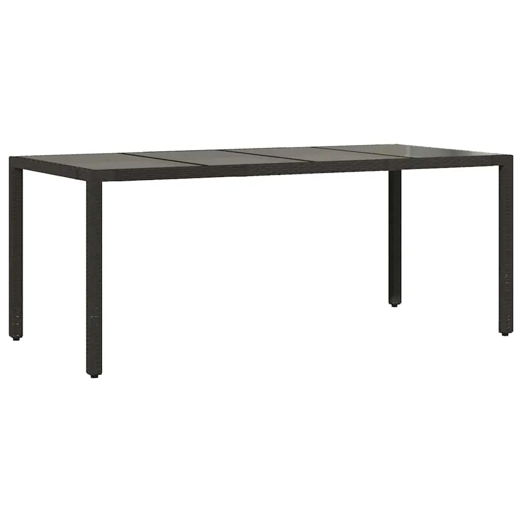 Garden Table for Outdoor Use Black Tempered Glass Top 190 x 90 x 75 cm