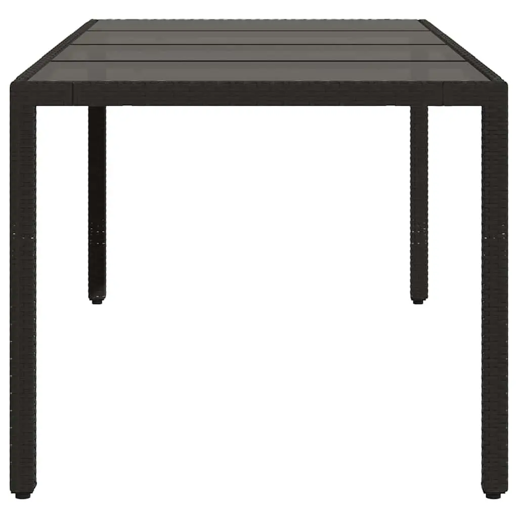 Garden Table for Outdoor Use Black Tempered Glass Top 190 x 90 x 75 cm