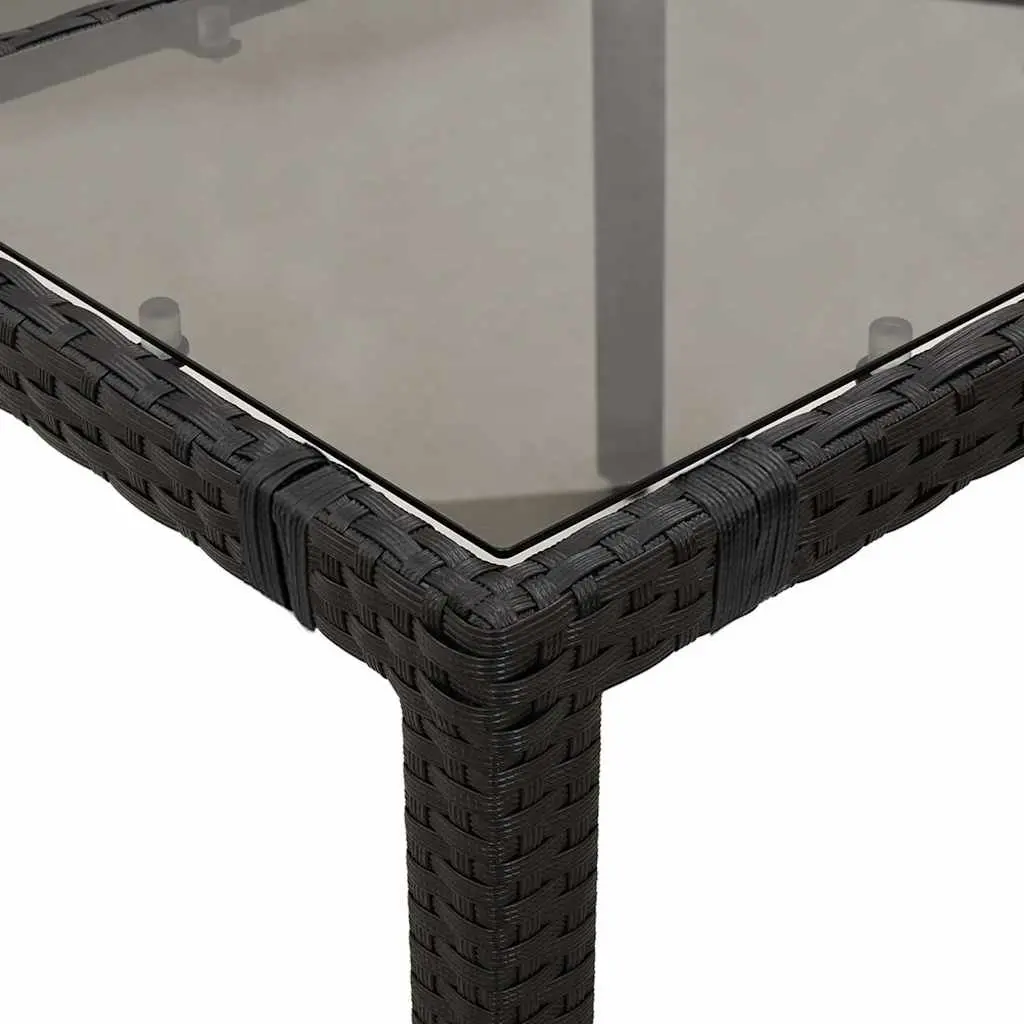 Garden Table for Outdoor Use Black Tempered Glass Top 190 x 90 x 75 cm