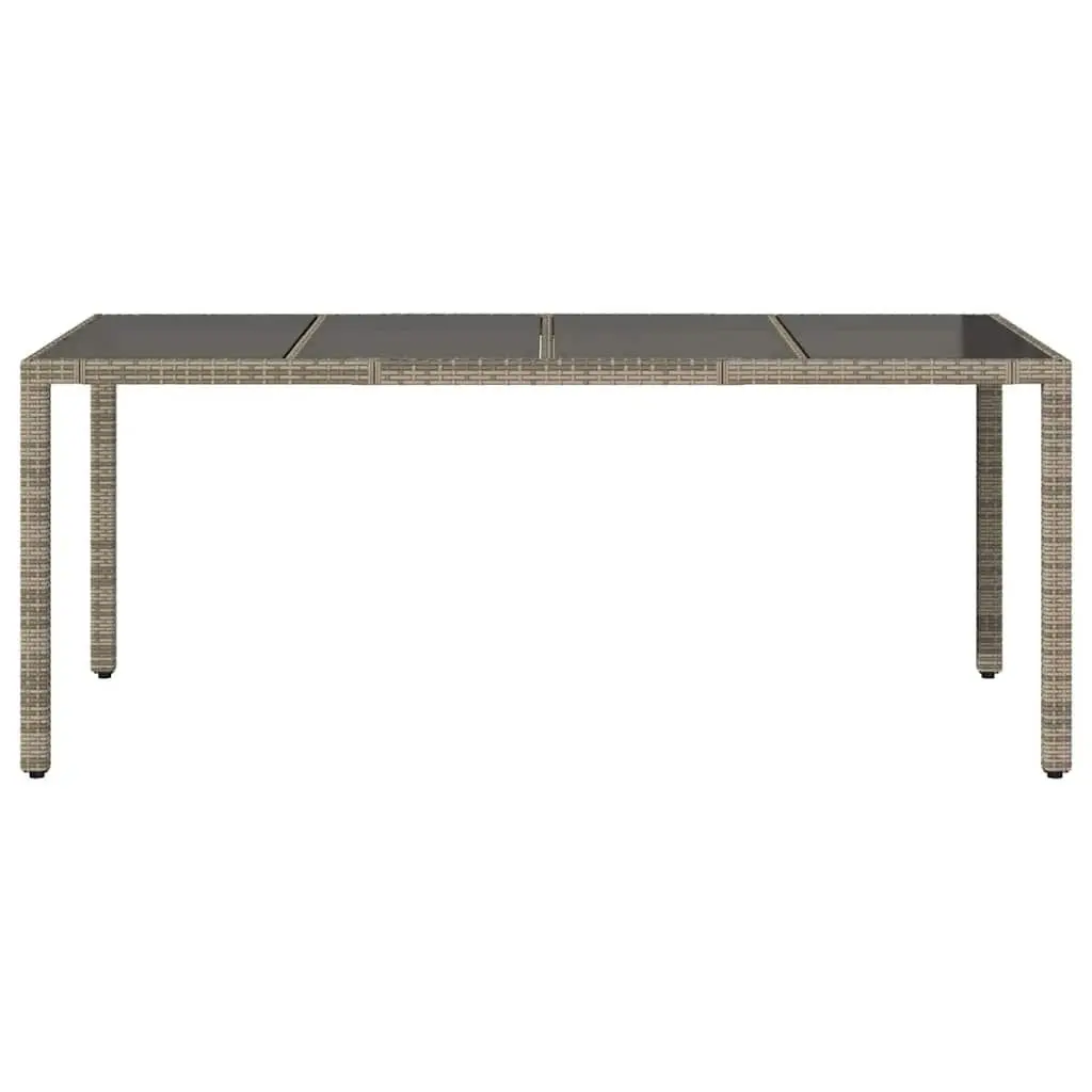 Garden Table Outdoor Use Glass Top Grey Poly Rattan 190x90x75cm