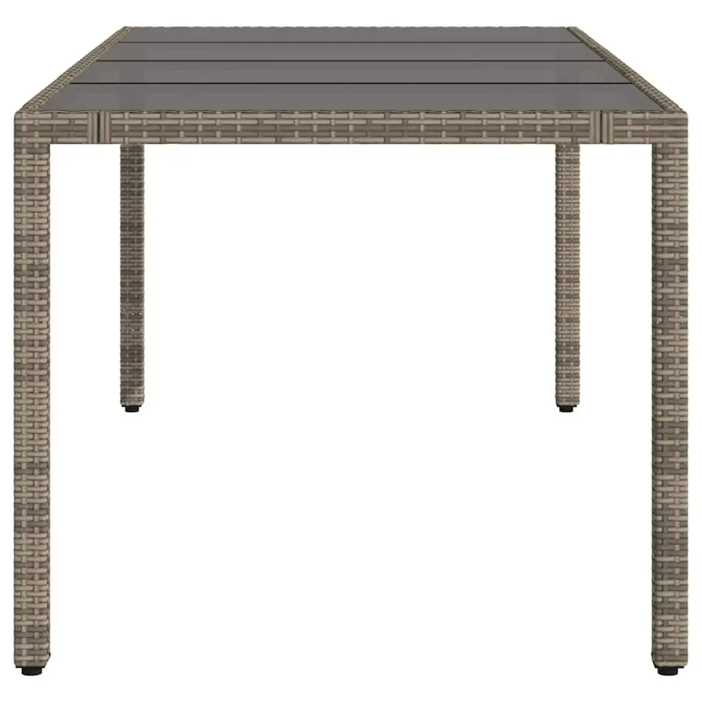 Garden Table Outdoor Use Glass Top Grey Poly Rattan 190x90x75cm