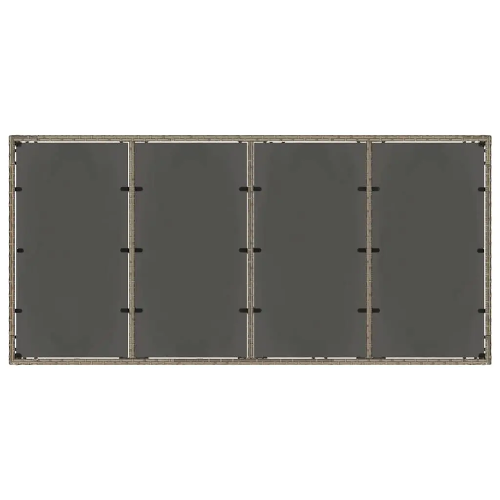 Garden Table Outdoor Use Glass Top Grey Poly Rattan 190x90x75cm